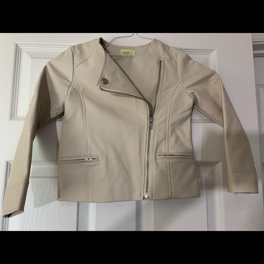 Girls cream faux leather Crazy8 jacket size S(5-6)